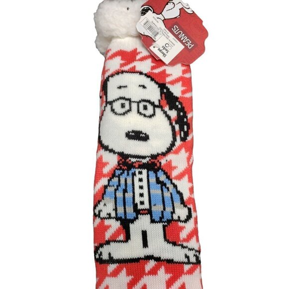 NWT Snoopy Slipper Socks Peanuts Sherpa Lined No Slip Grips One Sz Gift - Picture 3 of 9